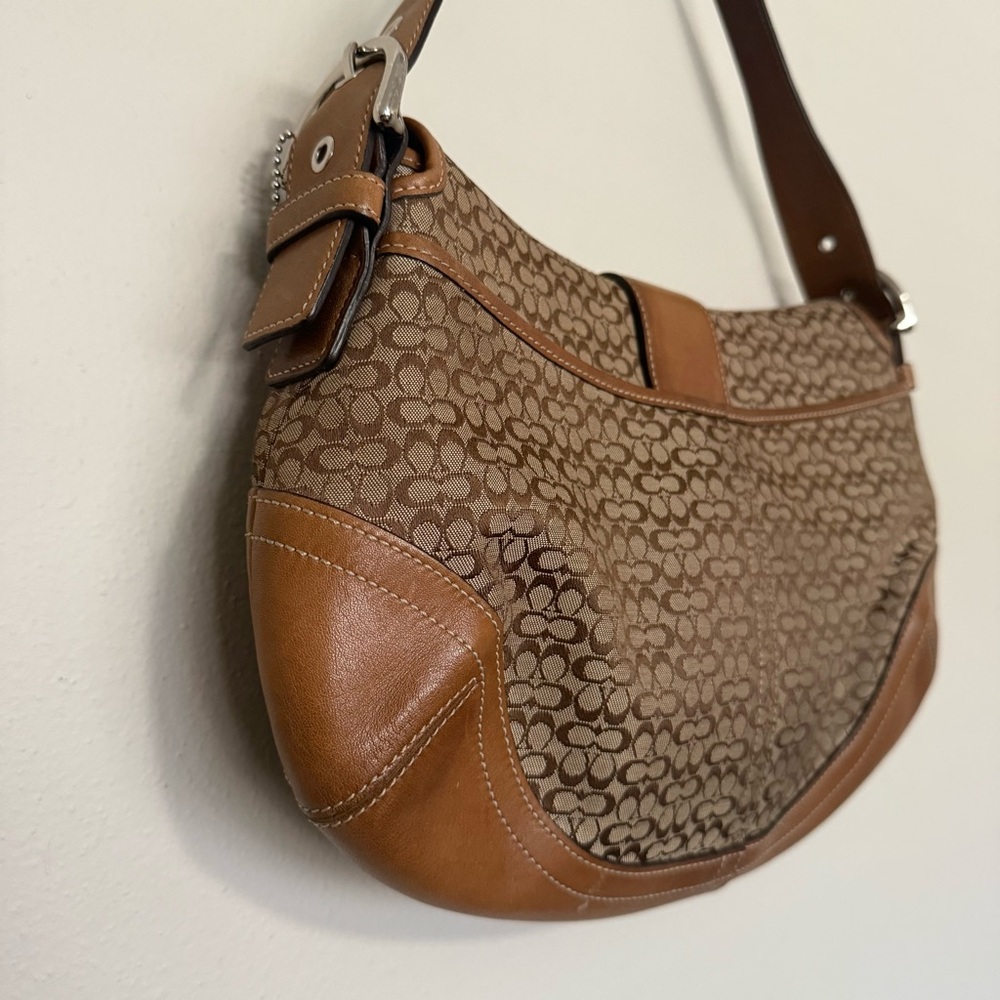 Coach 6808 Vintage Soho Tan Leather and Signature C Canvas Shoulder Tote Bag - Picture 9 of 16
